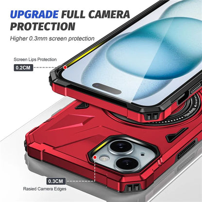 For iPhone 13 / 14 6.1 inch Magnetic Phone Case TPU+PC Kickstand Protective Cover
