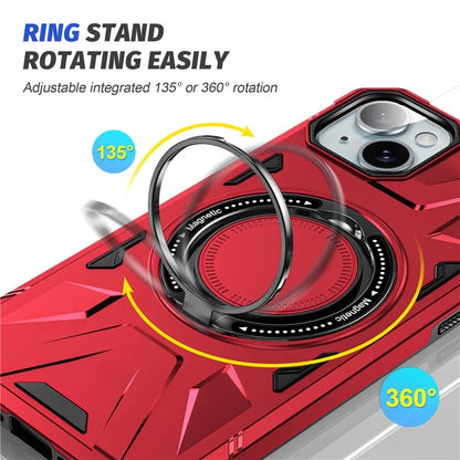 For iPhone 13 / 14 6.1 inch Magnetic Phone Case TPU+PC Kickstand Protective Cover