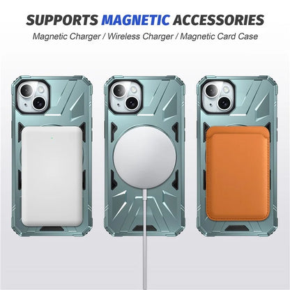 For iPhone 13 / 14 6.1 inch Magnetic Phone Case TPU+PC Kickstand Protective Cover