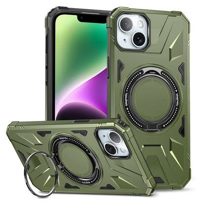 For iPhone 13 / 14 6.1 inch Magnetic Phone Case TPU+PC Kickstand Protective Cover