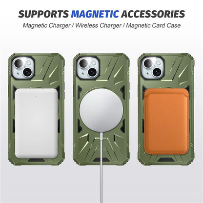 For iPhone 13 / 14 6.1 inch Magnetic Phone Case TPU+PC Kickstand Protective Cover