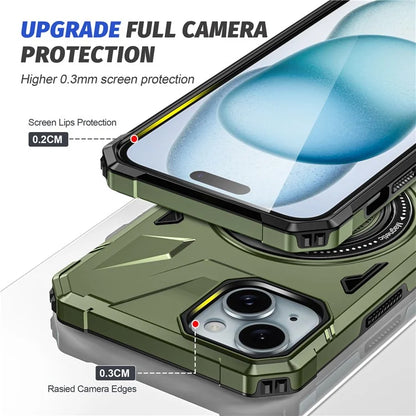 For iPhone 13 / 14 6.1 inch Magnetic Phone Case TPU+PC Kickstand Protective Cover