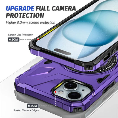 For iPhone 13 / 14 6.1 inch Magnetic Phone Case TPU+PC Kickstand Protective Cover