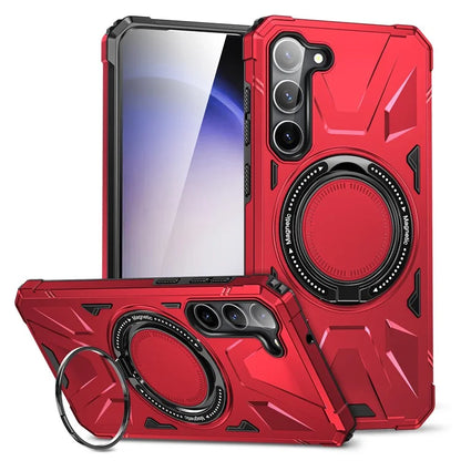 For Samsung Galaxy S24 Magnetic Case TPU+PC Protective Cover with Ring Kickstand