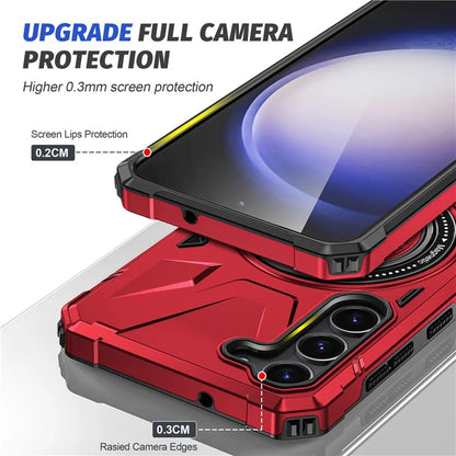 For Samsung Galaxy S24 Magnetic Case TPU+PC Protective Cover with Ring Kickstand