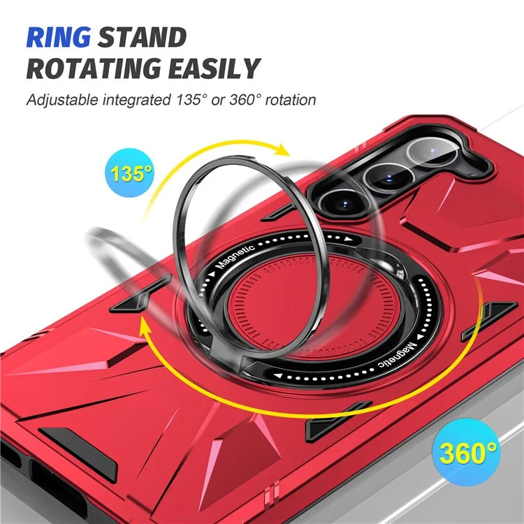 For Samsung Galaxy S24 Magnetic Case TPU+PC Protective Cover with Ring Kickstand