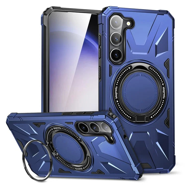 For Samsung Galaxy S24 Magnetic Case TPU+PC Protective Cover with Ring Kickstand