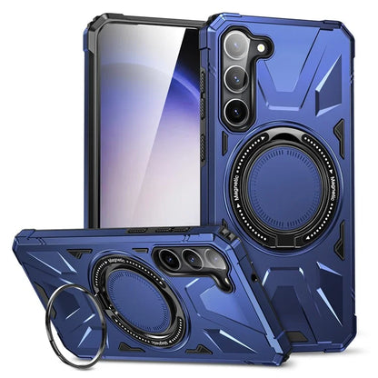 For Samsung Galaxy S24 Magnetic Case TPU+PC Protective Cover with Ring Kickstand