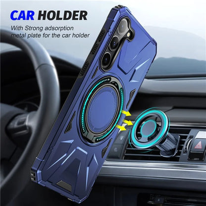 For Samsung Galaxy S24 Magnetic Case TPU+PC Protective Cover with Ring Kickstand