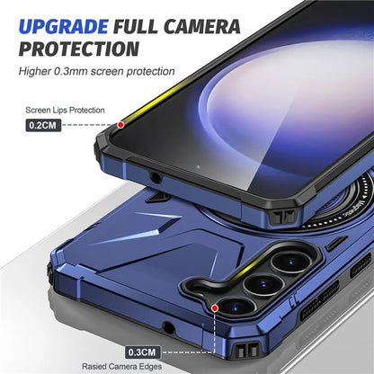 For Samsung Galaxy S24 Magnetic Case TPU+PC Protective Cover with Ring Kickstand
