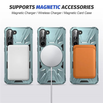 For Samsung Galaxy S24 Magnetic Case TPU+PC Protective Cover with Ring Kickstand