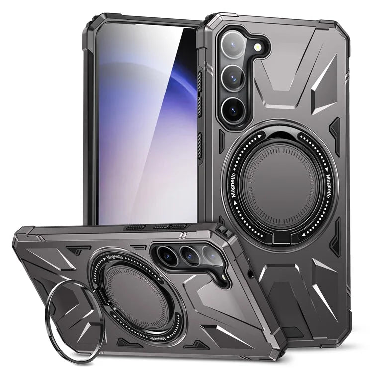 For Samsung Galaxy S24 Magnetic Case TPU+PC Protective Cover with Ring Kickstand
