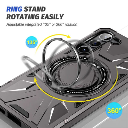For Samsung Galaxy S24 Magnetic Case TPU+PC Protective Cover with Ring Kickstand