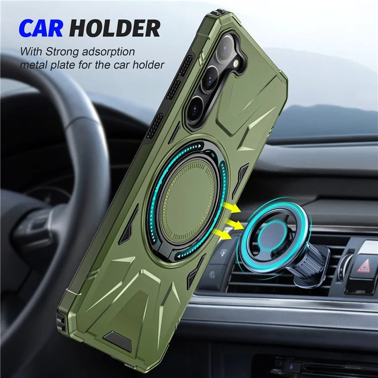 For Samsung Galaxy S24 Magnetic Case TPU+PC Protective Cover with Ring Kickstand