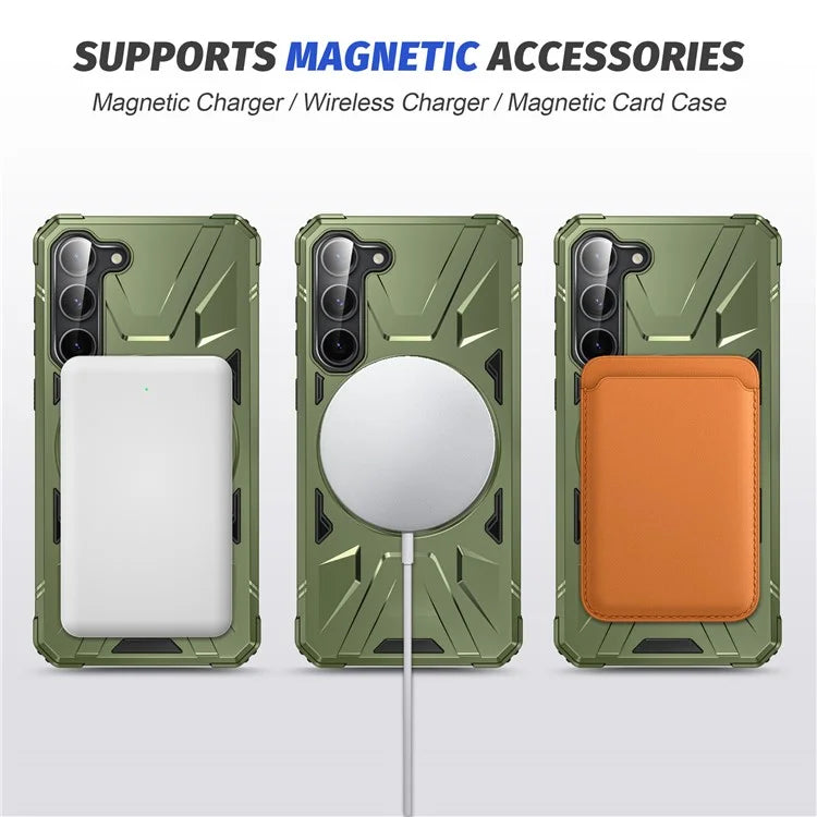 For Samsung Galaxy S24 Magnetic Case TPU+PC Protective Cover with Ring Kickstand