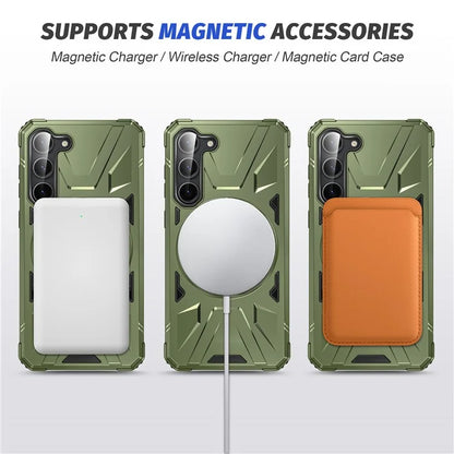 For Samsung Galaxy S24 Magnetic Case TPU+PC Protective Cover with Ring Kickstand