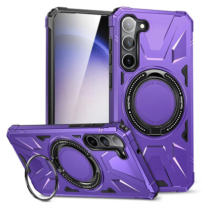 For Samsung Galaxy S24 Magnetic Case TPU+PC Protective Cover with Ring Kickstand