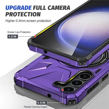 For Samsung Galaxy S24 Magnetic Case TPU+PC Protective Cover with Ring Kickstand