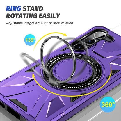 For Samsung Galaxy S24 Magnetic Case TPU+PC Protective Cover with Ring Kickstand