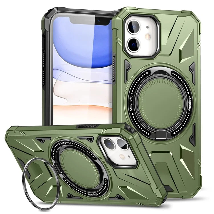 For iPhone 11 Case Anti-fall TPU+PC Kickstand Magnetic Mobile Phone Shell