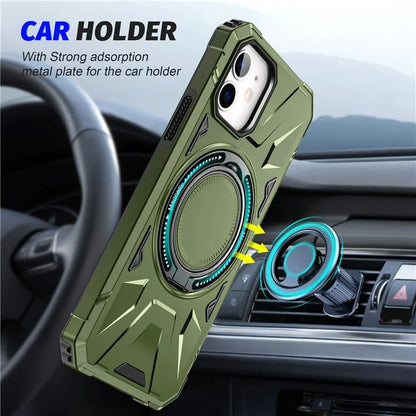 For iPhone 11 Case Anti-fall TPU+PC Kickstand Magnetic Mobile Phone Shell