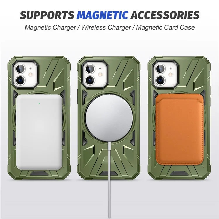 For iPhone 11 Case Anti-fall TPU+PC Kickstand Magnetic Mobile Phone Shell