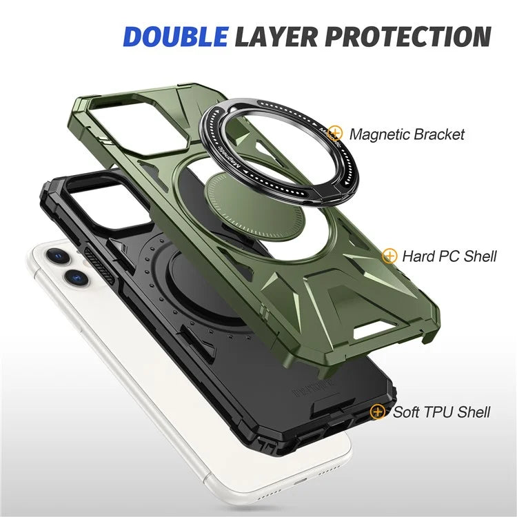 For iPhone 11 Case Anti-fall TPU+PC Kickstand Magnetic Mobile Phone Shell