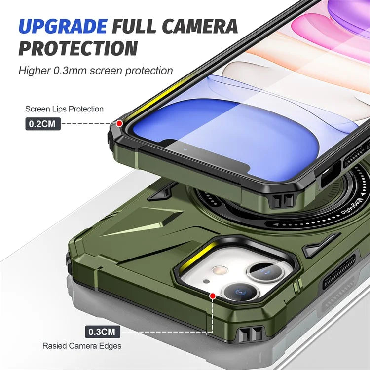 For iPhone 11 Case Anti-fall TPU+PC Kickstand Magnetic Mobile Phone Shell