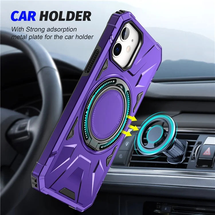 For iPhone 11 Case Anti-fall TPU+PC Kickstand Magnetic Mobile Phone Shell