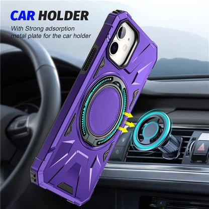 For iPhone 11 Case Anti-fall TPU+PC Kickstand Magnetic Mobile Phone Shell
