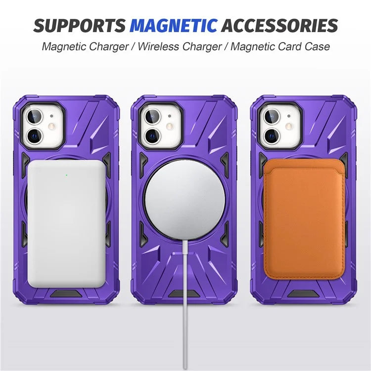 For iPhone 11 Case Anti-fall TPU+PC Kickstand Magnetic Mobile Phone Shell