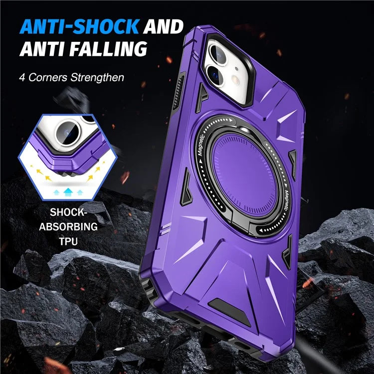 For iPhone 11 Case Anti-fall TPU+PC Kickstand Magnetic Mobile Phone Shell