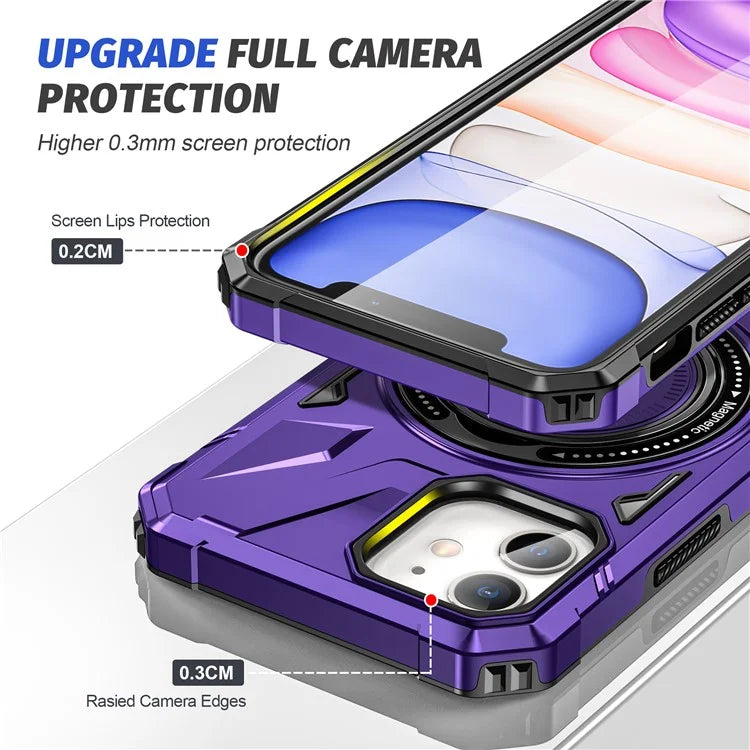 For iPhone 11 Case Anti-fall TPU+PC Kickstand Magnetic Mobile Phone Shell