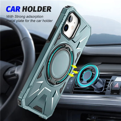 For iPhone 11 Case Anti-fall TPU+PC Kickstand Magnetic Mobile Phone Shell