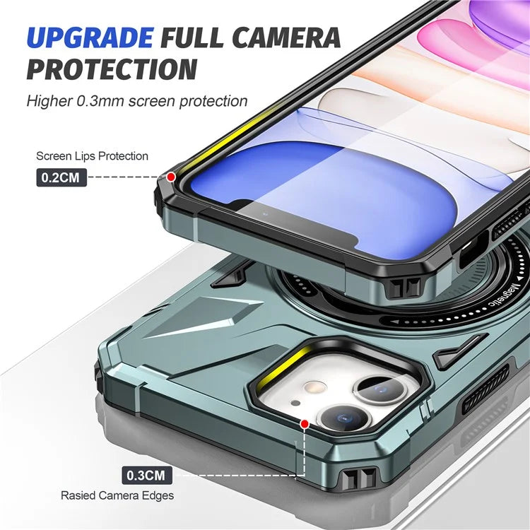 For iPhone 11 Case Anti-fall TPU+PC Kickstand Magnetic Mobile Phone Shell