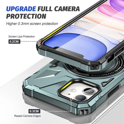 For iPhone 11 Case Anti-fall TPU+PC Kickstand Magnetic Mobile Phone Shell