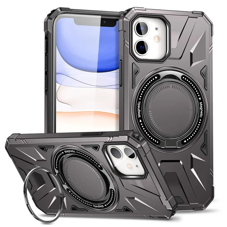 For iPhone 11 Case Anti-fall TPU+PC Kickstand Magnetic Mobile Phone Shell