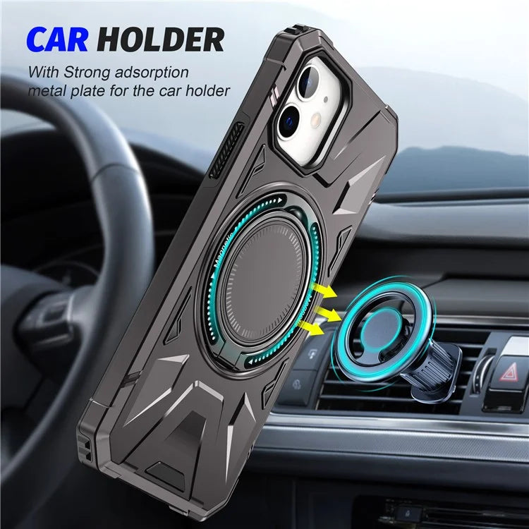 For iPhone 11 Case Anti-fall TPU+PC Kickstand Magnetic Mobile Phone Shell
