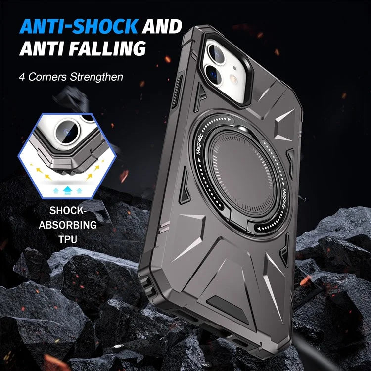 For iPhone 11 Case Anti-fall TPU+PC Kickstand Magnetic Mobile Phone Shell