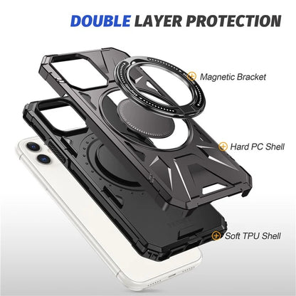For iPhone 11 Case Anti-fall TPU+PC Kickstand Magnetic Mobile Phone Shell