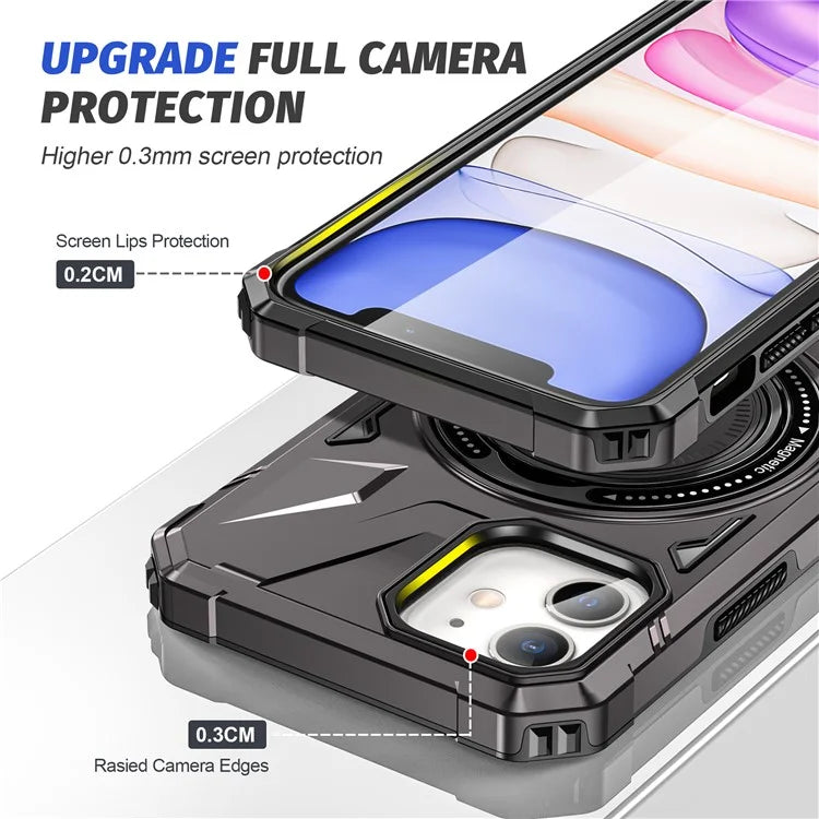 For iPhone 11 Case Anti-fall TPU+PC Kickstand Magnetic Mobile Phone Shell