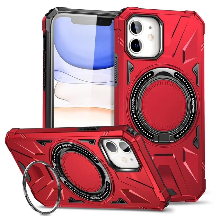 For iPhone 11 Case Anti-fall TPU+PC Kickstand Magnetic Mobile Phone Shell