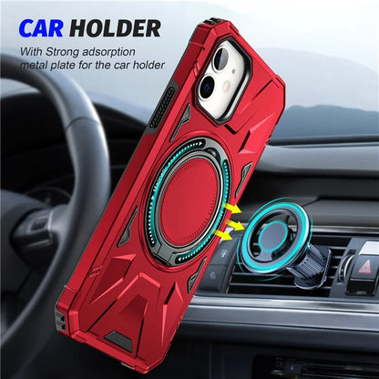 For iPhone 11 Case Anti-fall TPU+PC Kickstand Magnetic Mobile Phone Shell