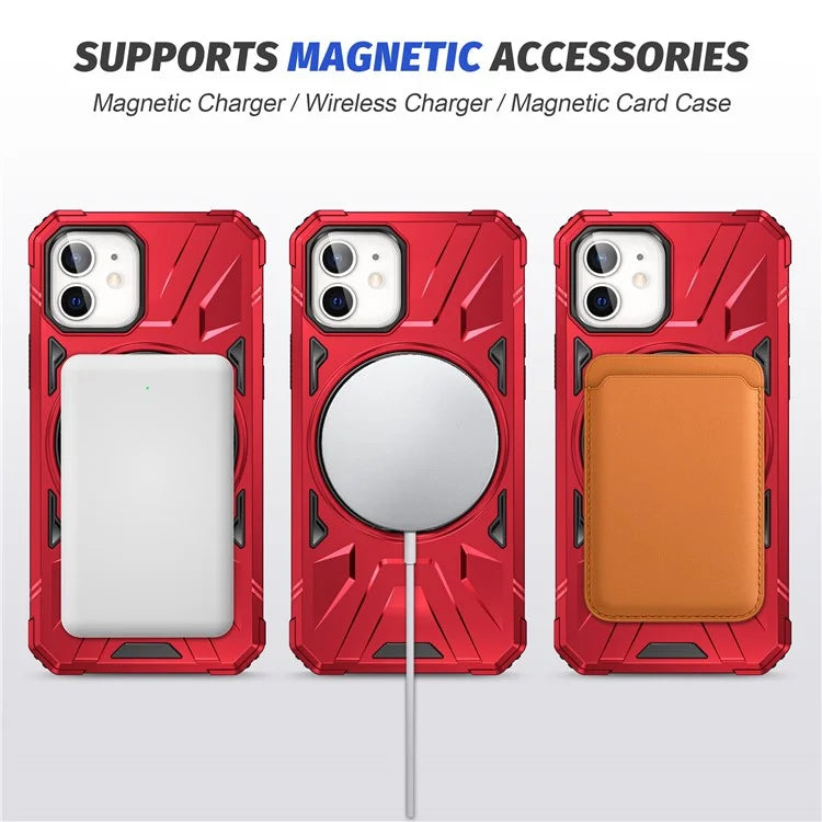For iPhone 11 Case Anti-fall TPU+PC Kickstand Magnetic Mobile Phone Shell