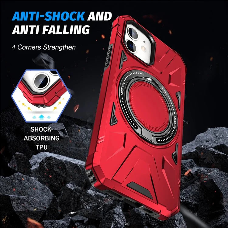 For iPhone 11 Case Anti-fall TPU+PC Kickstand Magnetic Mobile Phone Shell