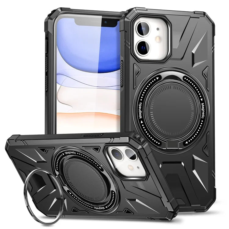 For iPhone 11 Case Anti-fall TPU+PC Kickstand Magnetic Mobile Phone Shell