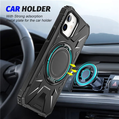 For iPhone 11 Case Anti-fall TPU+PC Kickstand Magnetic Mobile Phone Shell