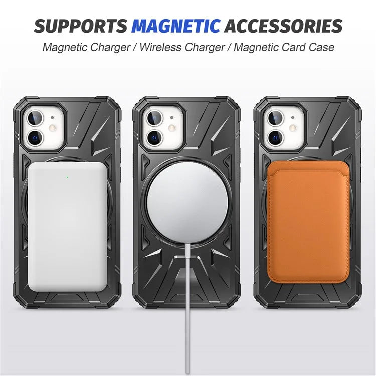 For iPhone 11 Case Anti-fall TPU+PC Kickstand Magnetic Mobile Phone Shell
