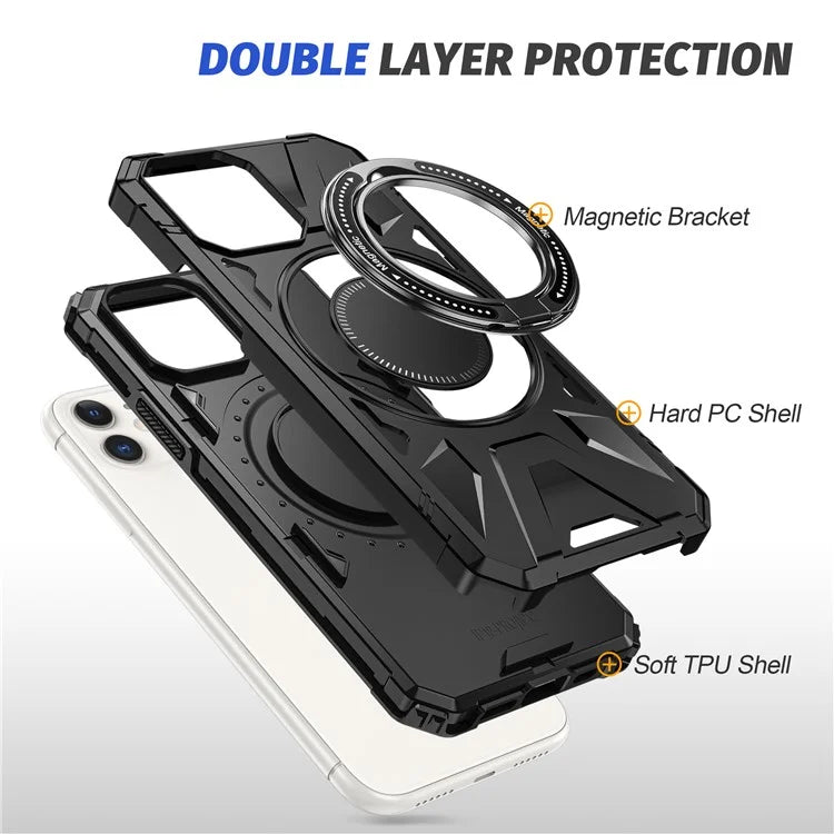 For iPhone 11 Case Anti-fall TPU+PC Kickstand Magnetic Mobile Phone Shell