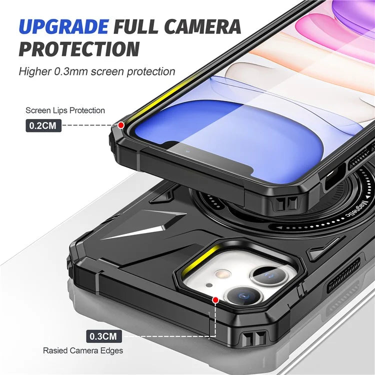 For iPhone 11 Case Anti-fall TPU+PC Kickstand Magnetic Mobile Phone Shell
